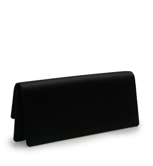 ⁦Time 22 Black satin jewel clover clutch⁩ - الصورة ⁦3⁩