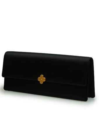 Alternative view of Time 22 Black satin jewel clover clutch