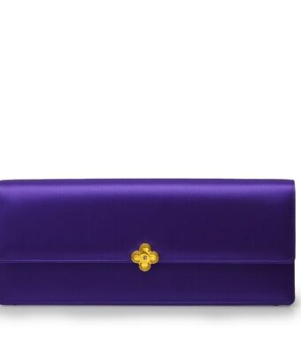 Time 22 Purple satin jewel clover clutch