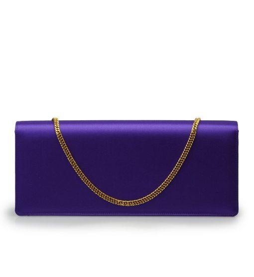 ⁦Time 22 Purple satin jewel clover clutch⁩ - الصورة ⁦4⁩