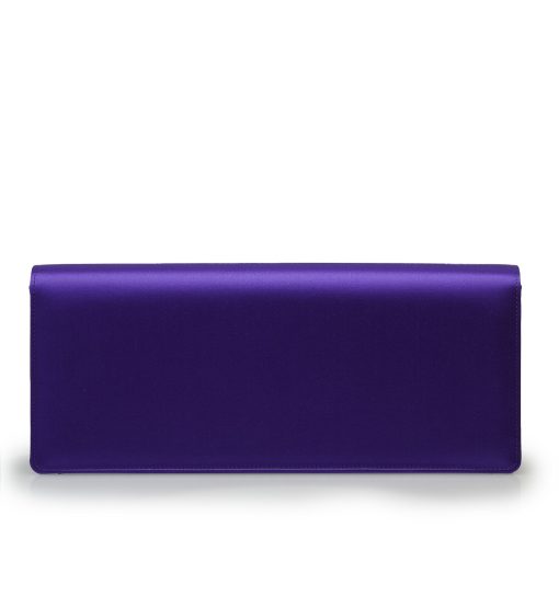 ⁦Time 22 Purple satin jewel clover clutch⁩ - الصورة ⁦5⁩