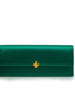 Time 22 Emerald satin jewel clover clutch MTO