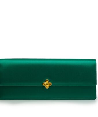 Cardinal Milano Cardinal – Time 22 Emerald satin jewel clover clutch MTO