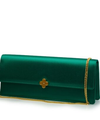Cardinal Milano Cardinal – Alternative view of Time 22 Emerald satin jewel clover clutch MTO