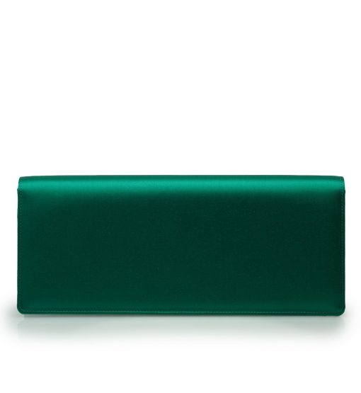⁦Time 22 Emerald satin jewel clover clutch MTO⁩ - الصورة ⁦4⁩