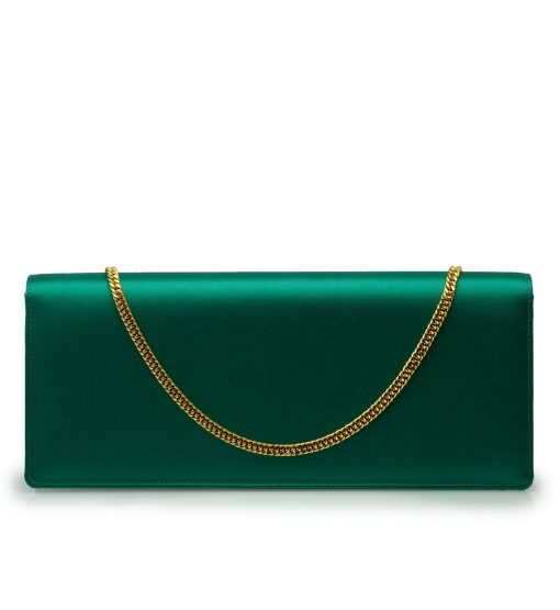 ⁦Time 22 Emerald satin jewel clover clutch MTO⁩ - الصورة ⁦6⁩