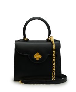 First Lady small black plain leather handbag MTO