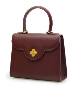 First Lady Twist Flower Rosewood Textured Leather Bag 02