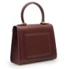 First Lady Twist Flower Rosewood Textured Leather Bag 03