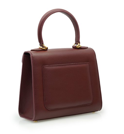 ⁦First Lady Flower-twist  Burgundy  leather handbag⁩ - الصورة ⁦3⁩