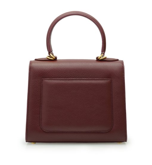 ⁦First Lady Flower-twist  Burgundy  leather handbag⁩ - الصورة ⁦4⁩