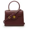 First Lady Twist Flower Rosewood Textured Leather Bag 06