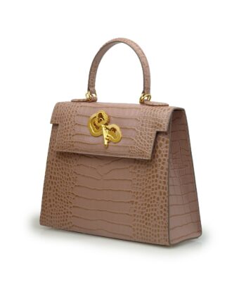 Alternative view of Lady Cardinal Time Keys Tea Rose croc embossed  leather bag