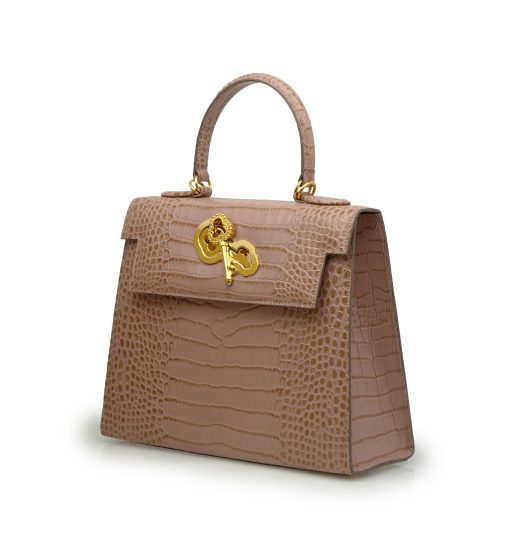⁦Lady Cardinal Time Keys Tea Rose croc embossed  leather bag⁩ - الصورة ⁦2⁩