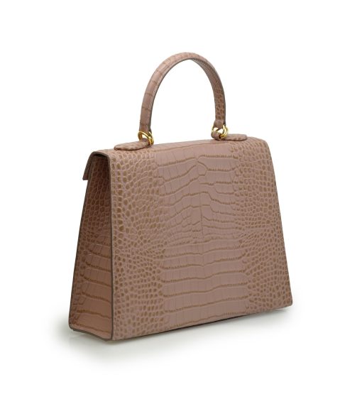⁦Lady Cardinal Time Keys Tea Rose croc embossed  leather bag⁩ - الصورة ⁦3⁩