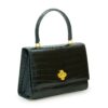 Opèra croc embossed dark green leather bag – by Cardinal Milano – luxury italian design