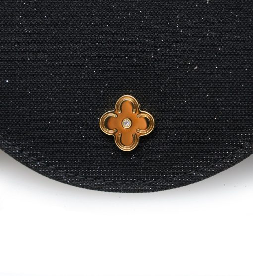 ⁦Starry Night Black Glitter jewel clover clutch⁩ - الصورة ⁦5⁩