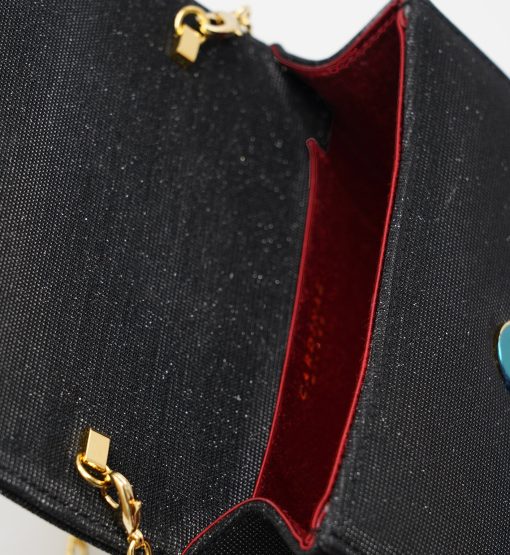 ⁦Starry Night Black Glitter jewel clover clutch⁩ - الصورة ⁦4⁩