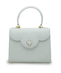 First Lady White croc embossed  leather handbag
