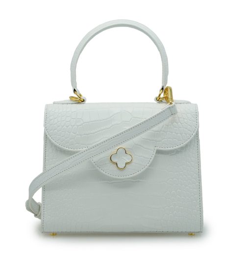 ⁦First Lady White croc embossed  leather handbag⁩ - الصورة ⁦5⁩