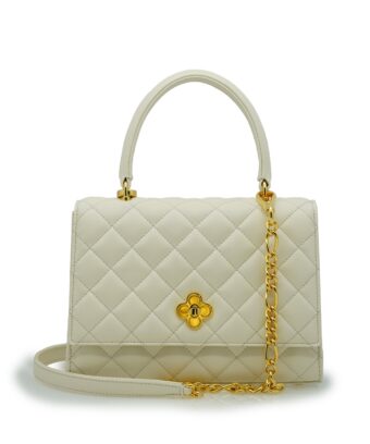 Opèra Quilted Ivory leather shoulder chain bag