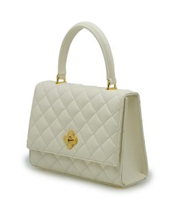 Opera Quilted Ivory Leather bag 06