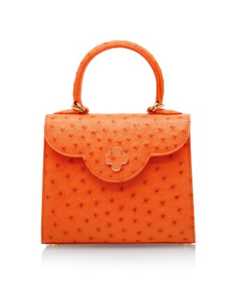 First Lady small orange ostrich leather handbag MTO