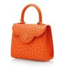 First Lady Small Orange Ostrich Leather Bag 02