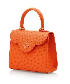 First Lady Small Orange Ostrich Leather Bag 02