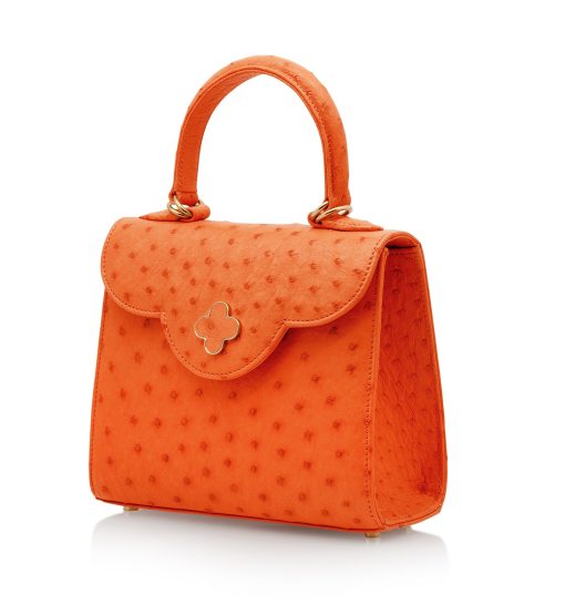 ⁦First Lady small orange ostrich leather handbag⁩ - الصورة ⁦2⁩