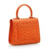 First Lady Small Orange Ostrich Leather Bag 03