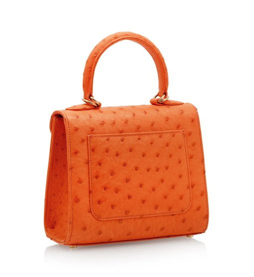 ⁦First Lady small orange ostrich leather handbag⁩ - الصورة ⁦4⁩