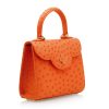 First Lady Small Orange Ostrich Leather Bag 05