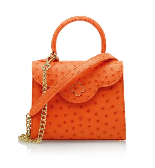 ⁦First Lady small orange ostrich leather handbag⁩ - الصورة ⁦6⁩