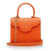 First Lady Small Orange Ostrich Leather Bag 07