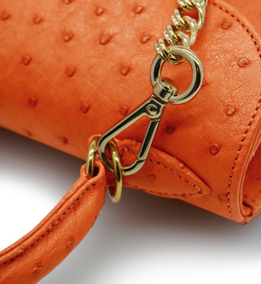 ⁦First Lady small orange ostrich leather handbag⁩ - الصورة ⁦9⁩
