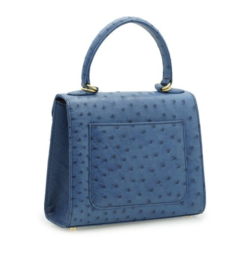 ⁦First Lady Blue ostrich leather handbag⁩ - الصورة ⁦4⁩