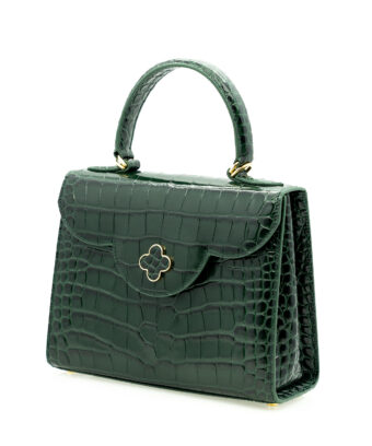 Alternative view of First Lady Green croc embossed  leather bag