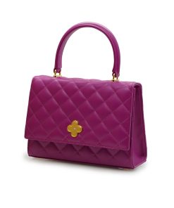 Opera Quilted orchid leather shoulder chain bag 02