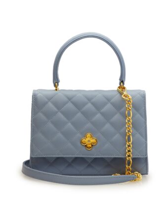 Opèra Quilted Blue Lavanda leather shoulder chain bag