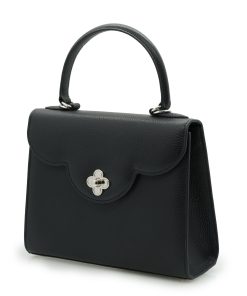 First Lady Black Flower Twist Leather Bag 04