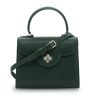 First Lady Dark Green Flower Twist Leather Bag 02
