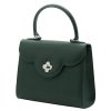 First Lady Dark Green Flower Twist Leather Bag 03