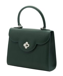 First Lady Dark Green Flower Twist Leather Bag 03