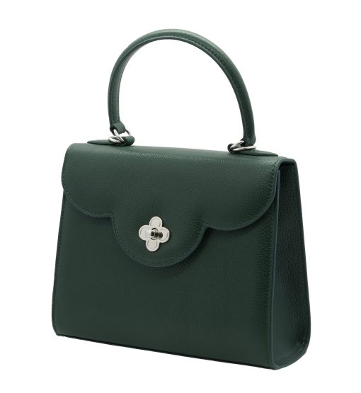 ⁦First Lady Flower-twist Green textured  leather handbag⁩ - الصورة ⁦2⁩