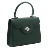 First Lady Dark Green Flower Twist Leather Bag 04
