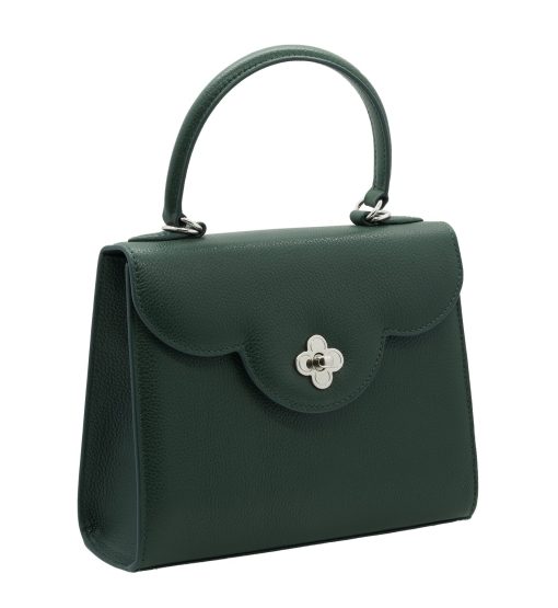 ⁦First Lady Flower-twist Green textured  leather handbag⁩ - الصورة ⁦4⁩
