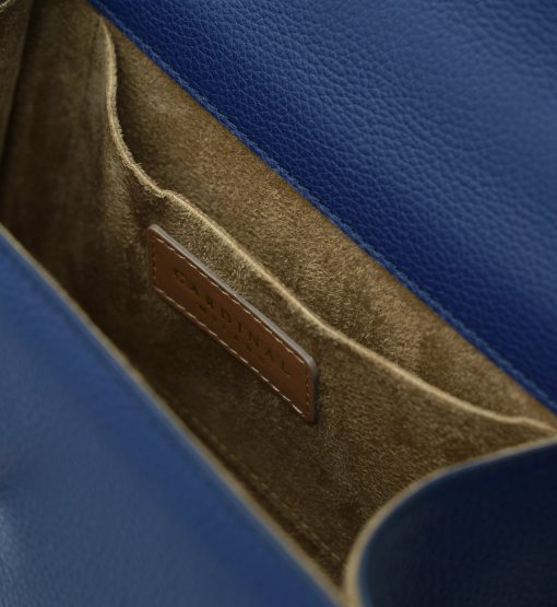 ⁦First Lady Flower-twist Navy blue textured leather handbag⁩ - الصورة ⁦8⁩
