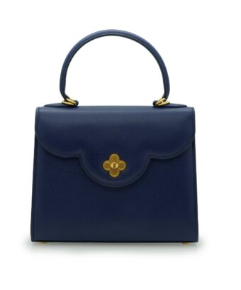 First Lady Flower-twist Blue ocean leather bag