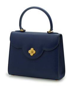 First Lady Navy Blue Flower Twist Leather Bag 07